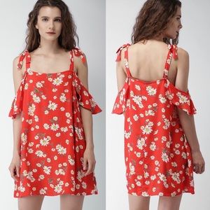 Red Floral Daisy Printed Dress
